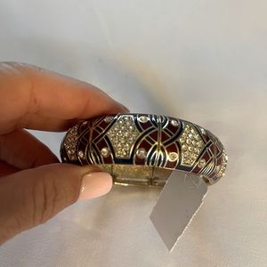 J Crew NWT elasticated gold,navy, plum bracelet